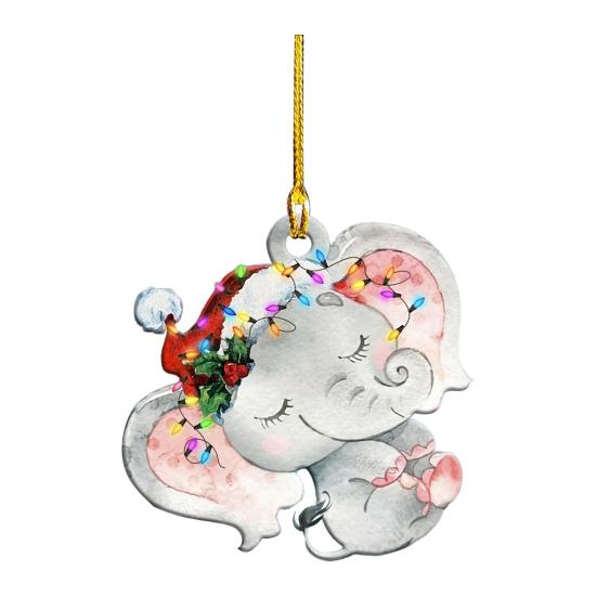 Рождественская подвеска акриловая шапка Санты украшение в виде животного праздничное подвесное украшение для елочной гирлянды брелок