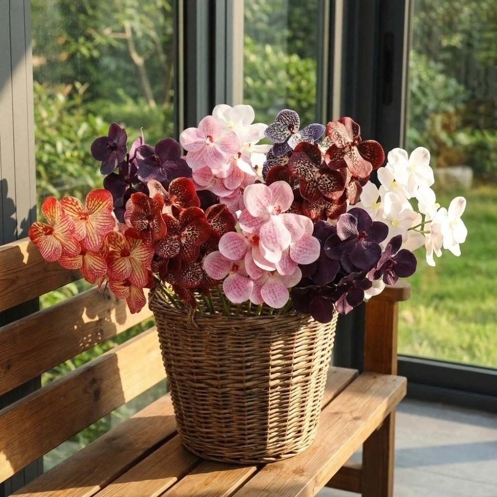Real Touch Artificial Vanda Orchid Flower Handmade Faux Phalaenopsis  Wedding Party Favors