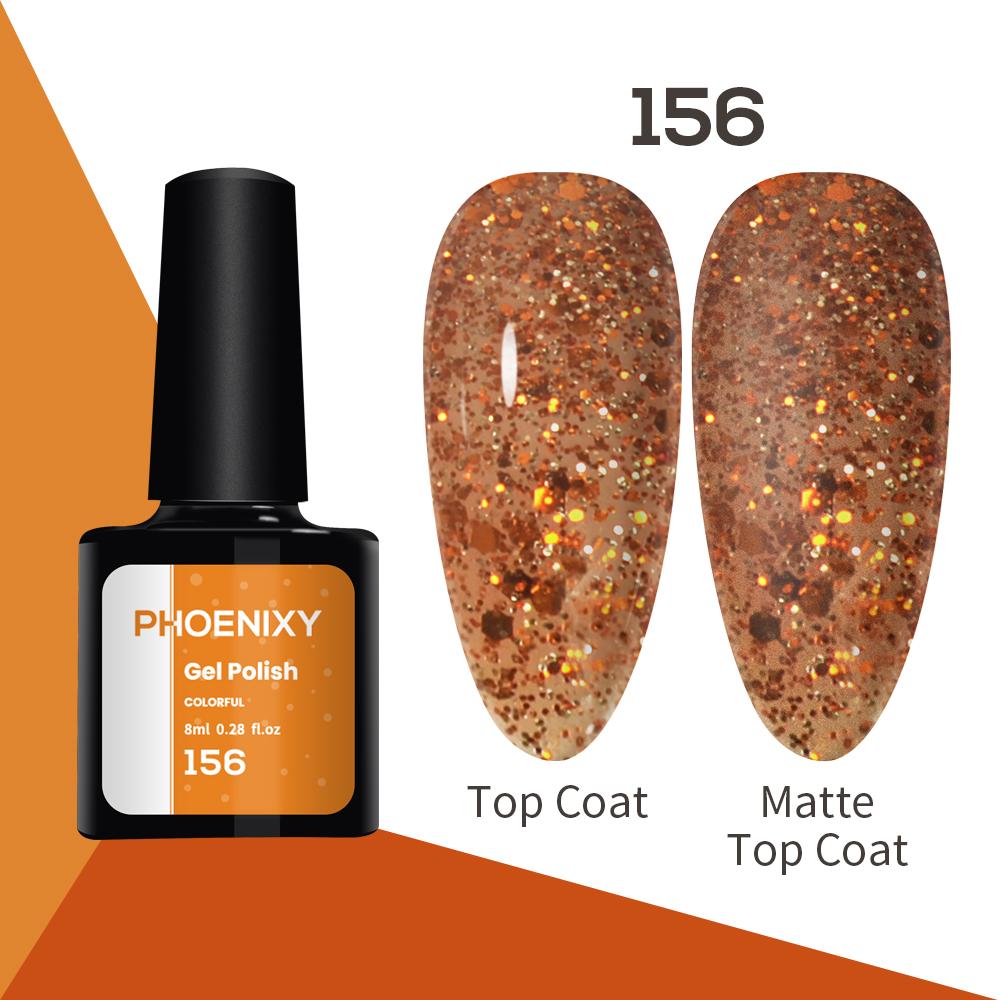 Лак для ногтей PHOENIXY, 8 мл, УФ-светодиодный гибридный лак для дизайна ногтей, гель-лайнер для маникюра, полупостоянная основа, верхнее покрытие, гель с блестками, блестящие цвета, гель