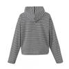 Unisex Gothic Style Striped Hooded Zip-Up Sweatshirt Casual Oversized Pullover Fall