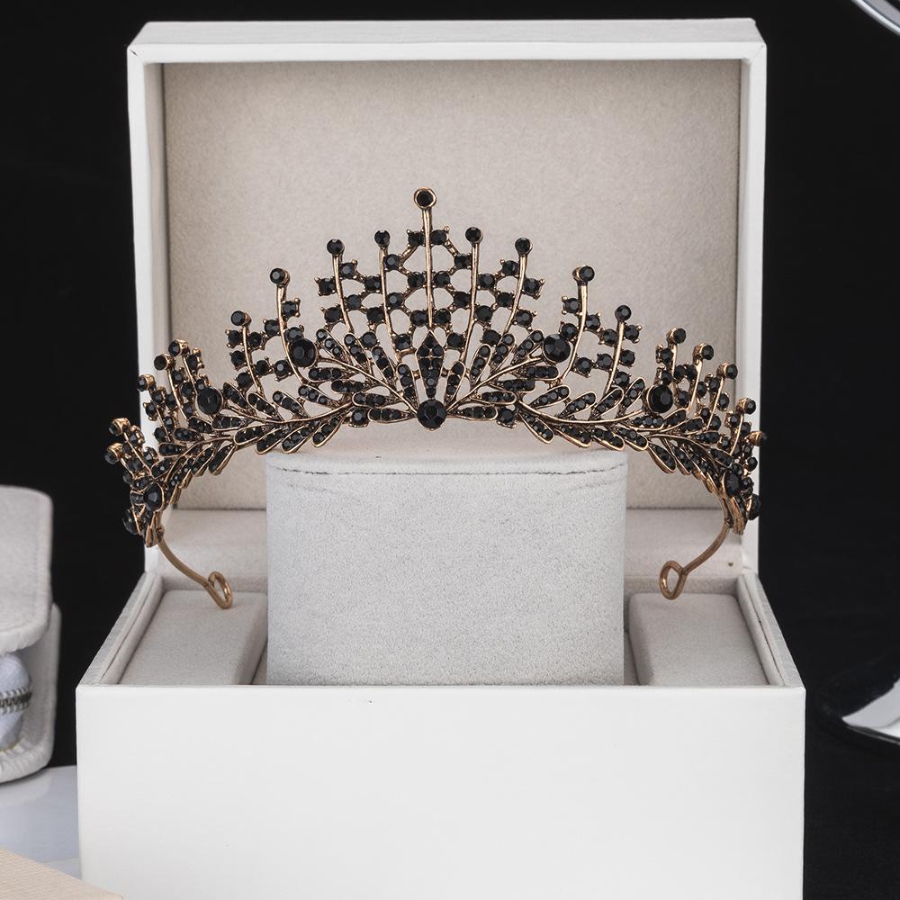 Свадебная корона в стиле барокко, новая ретро черная тиара, свадебное платье, свадебные аксессуары для волос, корона королевы на день рождения для взрослых