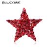 Christmas Brooch Full Red Five-pointed Star Corsage for Women Kids Sweater Hijab Pins Casual New Year Gifts