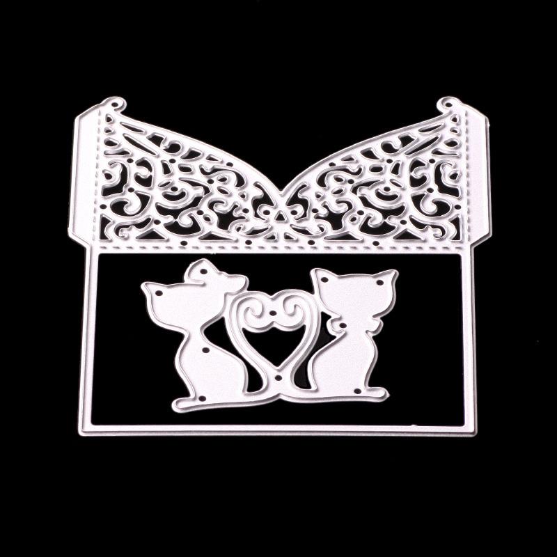Любитель кошек Свадьба Кружевное крыло Металлические штампы Скрапбукинг Фотоальбом Карточка Бумага Тиснение Ремесло