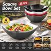 4pcs Square Salad Bowl Set Stackable Cereal Bowl Durable Soup Bowl Set  for Kitchen Dining
