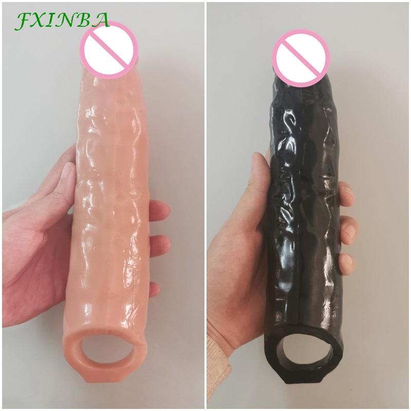 FXINBA 24/28 см Реалистичный Наконечник-удлинитель для пениса Огромное Увеличение члена Секс-игрушка для мужчин Задержка Повторно используемый