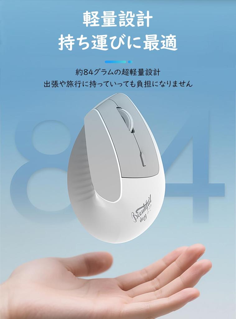 Ergonomic Wireless Dual Cordless Mouse for and Smartphones Mouse, 2.4G/Bluetooth Mode, Rechargeable, Lightweight, Silent, Laptops, PCs, Tablets,