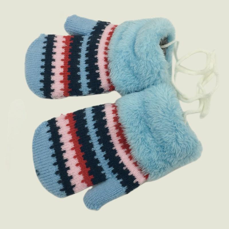 Вязаные перчатки с полосками для детей от 3 до 9 лет, теплые перчатки для мальчиков и девочек, детские осенне-зимние снежные варежки для детей