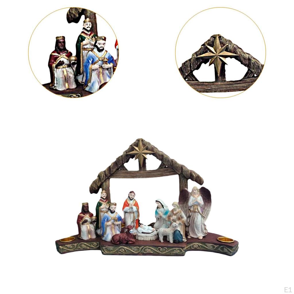 Christmas Nativity Scene Figurine Set Jesus Holy Family Statue Religious Decor Resin for