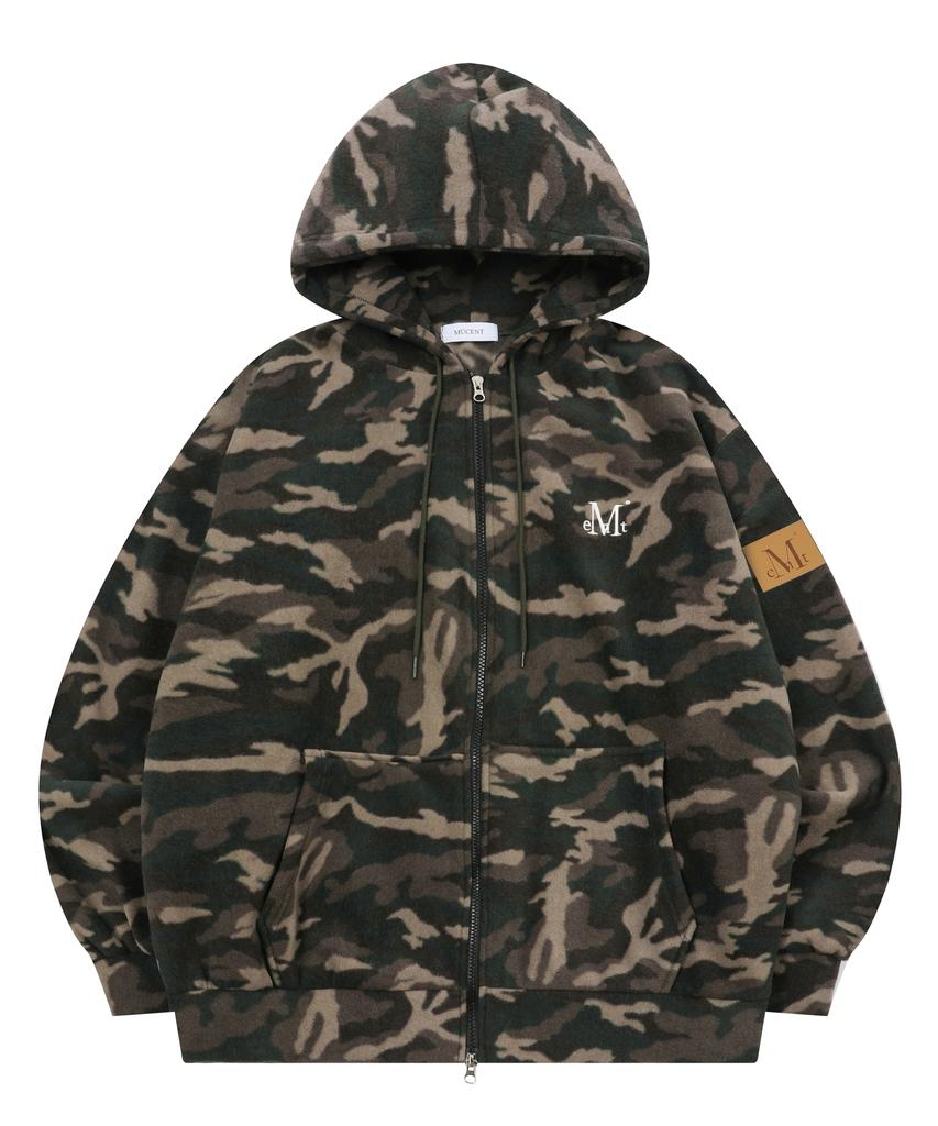Mucent Jinu Camo Fleece Two-Way Zip-Up Hoodie (Unisex)