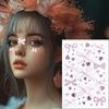 Татуировка-наклейка в виде банта для лица, макияж своими руками, красные бриллиантовые перламутровые банты, временная татуировка-наклейка, самоклеящаяся, для вечеринки, фестиваля