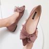 Flat Shoes for Women Spring New Shallow Bow Single Shoe Pointed Suede Flats Shoe Soft Soled Oversized Women's Shoes Ladies Pumps