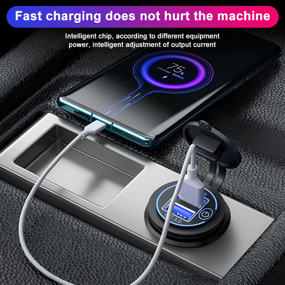 KBT Новое автомобильное зарядное устройство с двумя портами USB Smart Fast Charge Dual QC3.0 Разъем для прикуривателя Авто Мотоцикл Зарядное устройство для мобильного телефона 12 В-24 В 6,2 мА