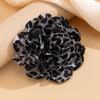 Зимняя мода Черный леопардовый принт клипса с тканевым цветочным акцентом
