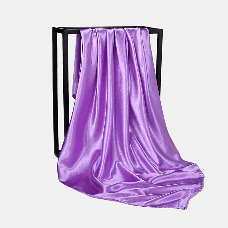 HUISHI Satin Scarf Solid Colors Neckerchief Hijab Scarf For Women Silk Satin Headband Hair Scarves 90cm Square Shawls For Lady