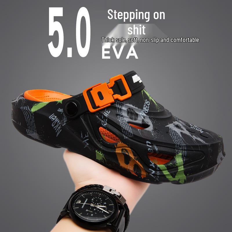 Мужские летние пляжные сандалии больших размеров: Нескользящие, Двусторонние, Повседневные Слипоны