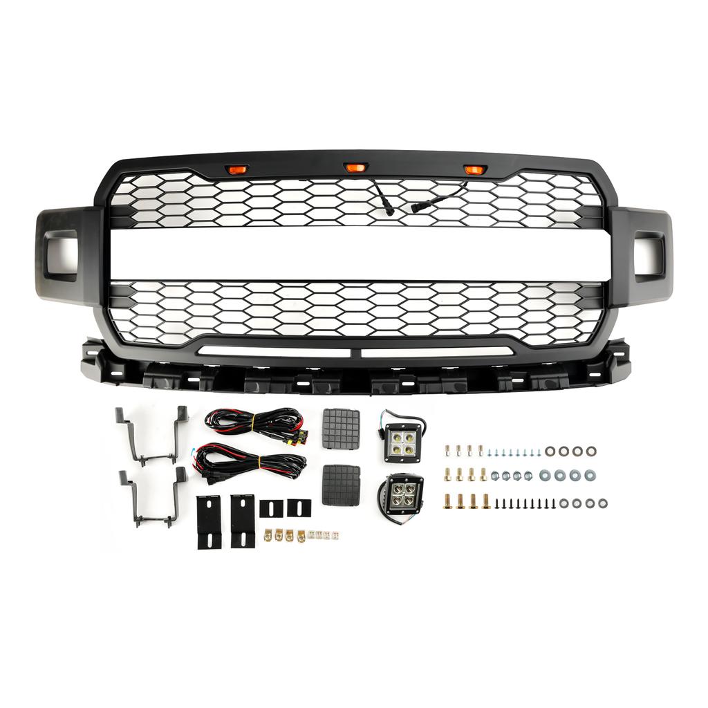 Front Bumper Grill Grille W/ LED Fit Ford F150 2018-2020 Super Duty