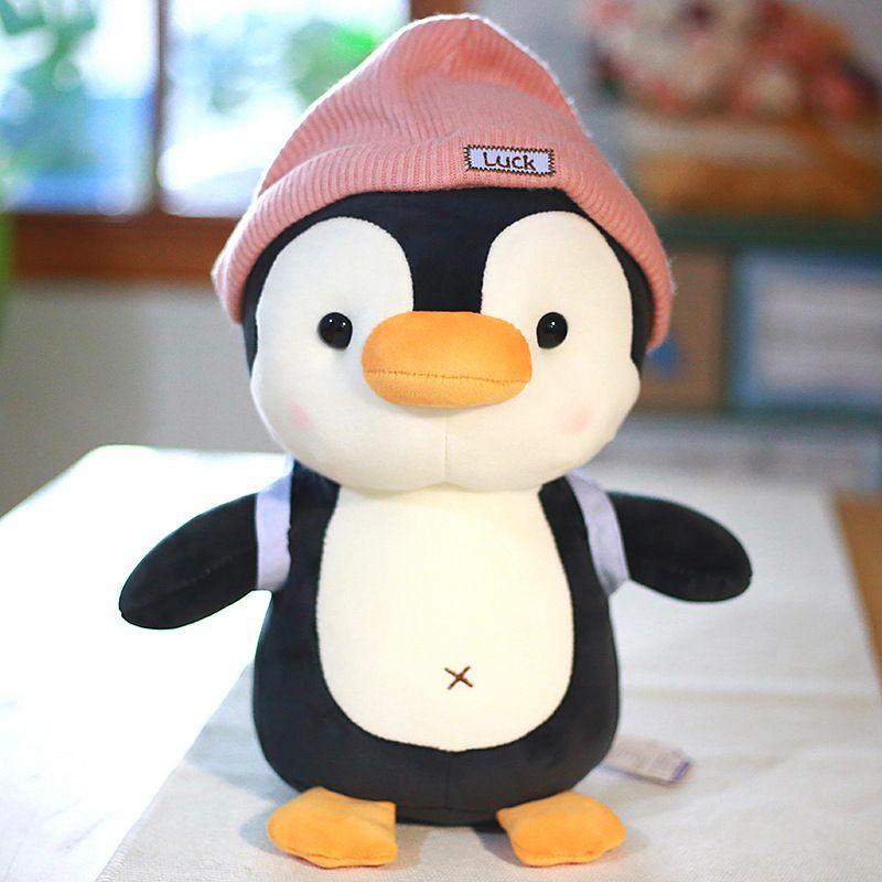 Cuddly Soft 8.7/15/18.9in Pink-blue Hat Penguin Plush Pillow Toy Kids Gift