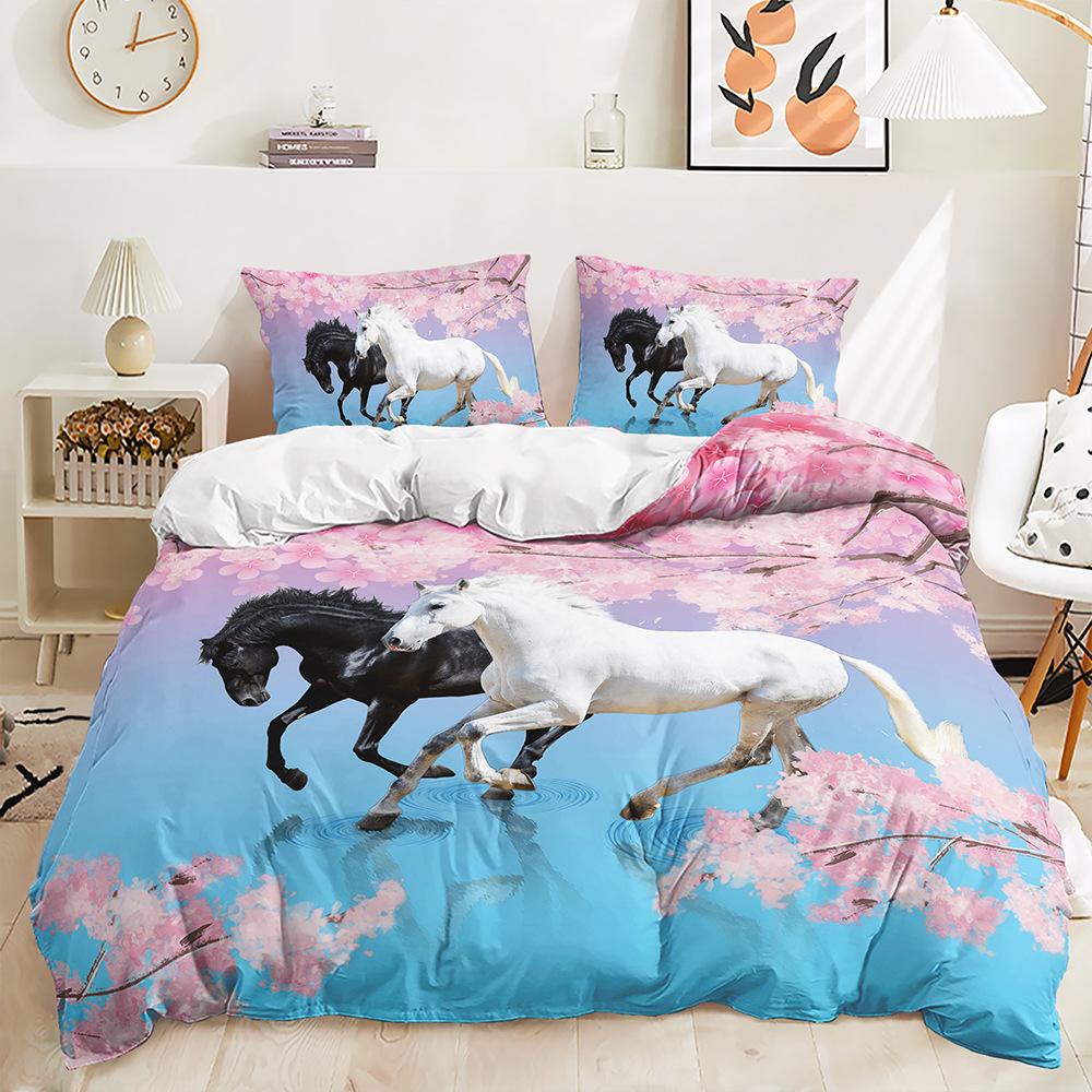 Комплект постельного белья для дома с 3D животным узором, пододеяльник для лошади или овцы, комплект постельного белья для комнаты для мальчиков, DE135 * 200, полноразмерная односпальная/двуспальная кровать, мягкое украшение для дома