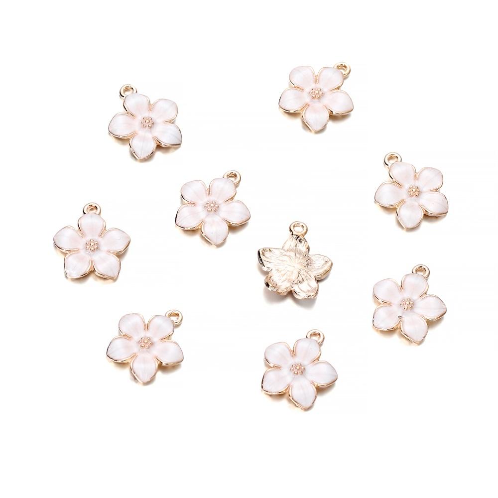 10Pcs/lot Mix Style Colorful Flower Pendants Enamel Metal Necklace Bracelet Charms For DIY Jewelry Making Supplies Accessories
