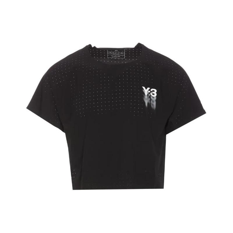 Y-3 Women's Logo Print Crew Neck Short Sleeve T-Shirt Black IR7096