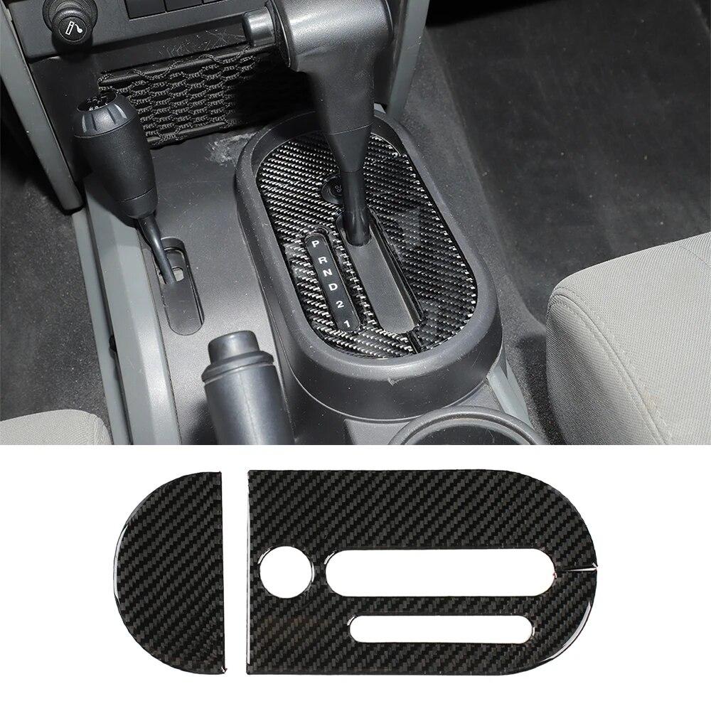 Car Gear Shift Panel Decoration Cover Stickers for Jeep Wrangler JK 2007 2008 2009 2010 Interior Accessories Real Carbon Fiber