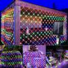 1.5m*1.5m 3m*2m Solar Waterproof String Lights Christmas Patio Garden Mesh Lights With Remote Control 8 Modes Outdoor Indoor Curtain Lights