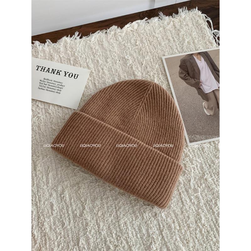 New Knitted Hat for Women In Autumn and Winter Korean Version Versatile High-quality Wool Hat Riding Warm Plus Velvet Thickened Cold Hat for Men