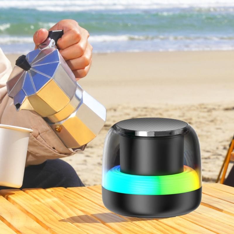 Портативная Bluetooth-совместимая колонка с 360° объемным звуком, глубоким басом, светодиодной подсветкой, аккумулятором 800 мАч, поддержкой USB и TF-карты для вечеринки на открытом воздухе