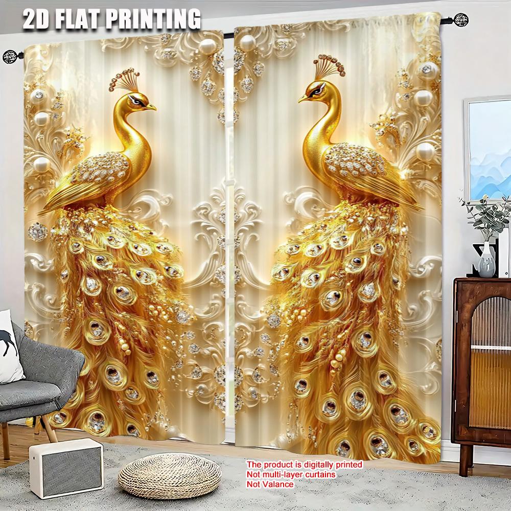 2 шт., Шторы павлин (3) Универсальный полиэстер, без электричества, праздничный настенный декор, идеально подходящий для эстетики декора различных комнат