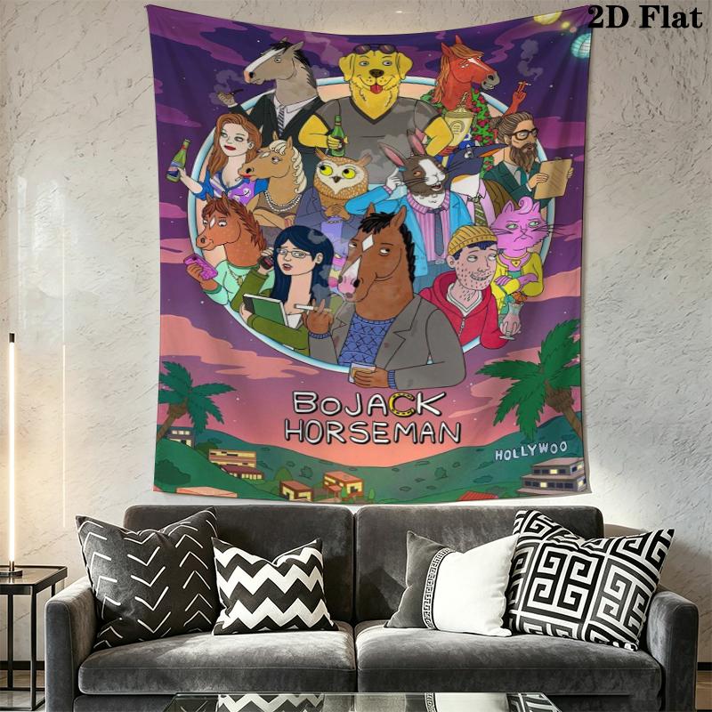 BoJack Horseman Wall Tapestry Aesthetic Wall Hanging Printed Fabric Blanket Decorative Tapestries for Bedroom Living Room Home Decor