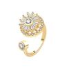 Copper Open Loop Ring With Moving Snowflake Pattern For Female Trendy Hand Accessories