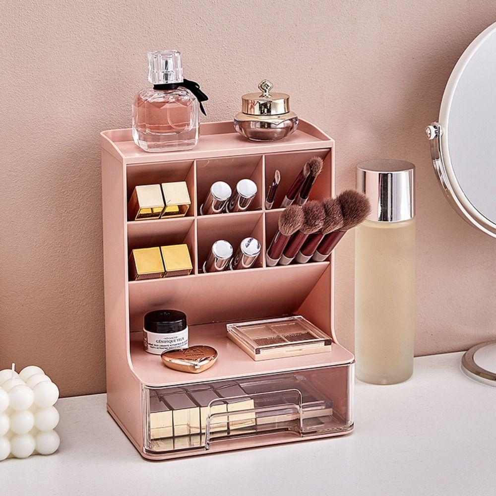 6-Grid Oblique Pen Holder Solid Color Cosmetics Storage Box Stationary Organizer  Home