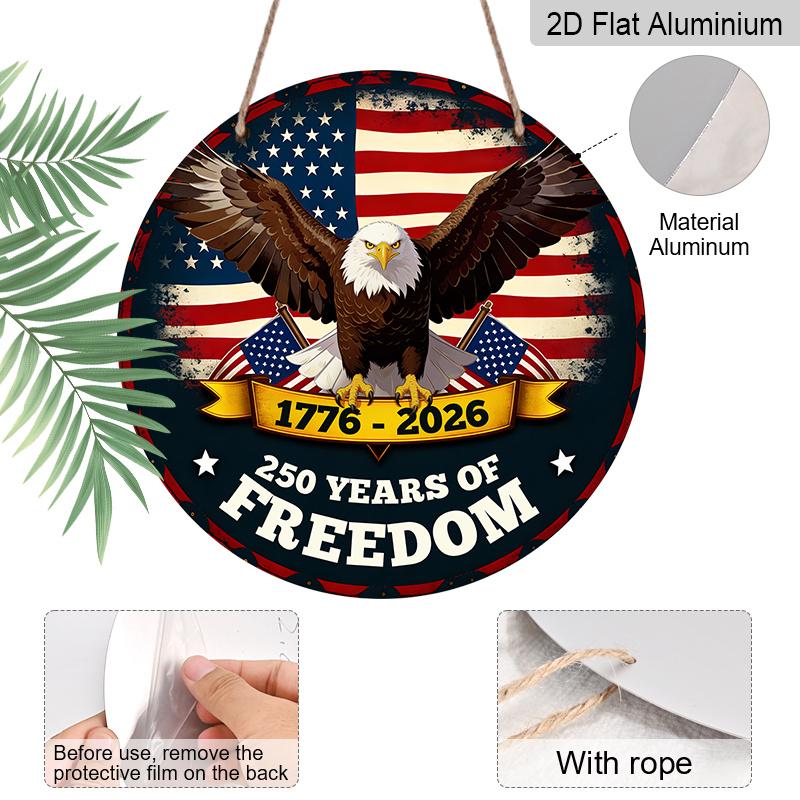 2D Flat 1pc Aluminum Independence Day-Themed Soaring Eagle Wall Decor 7.87 inches x 7.87 inches Patriotic Decor Suitable for hanging on front doors