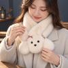 Faux Fur Cartoon Dog Scarf Thick Warm Winter Scarf Soft Plush Neckerchief  Winter
