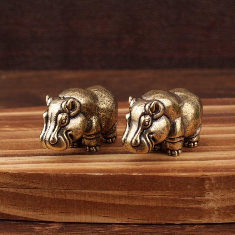 Мини-фигурка бегемота, твердый орнамент, украшение для дома, гостиной, офисного стола, поделка