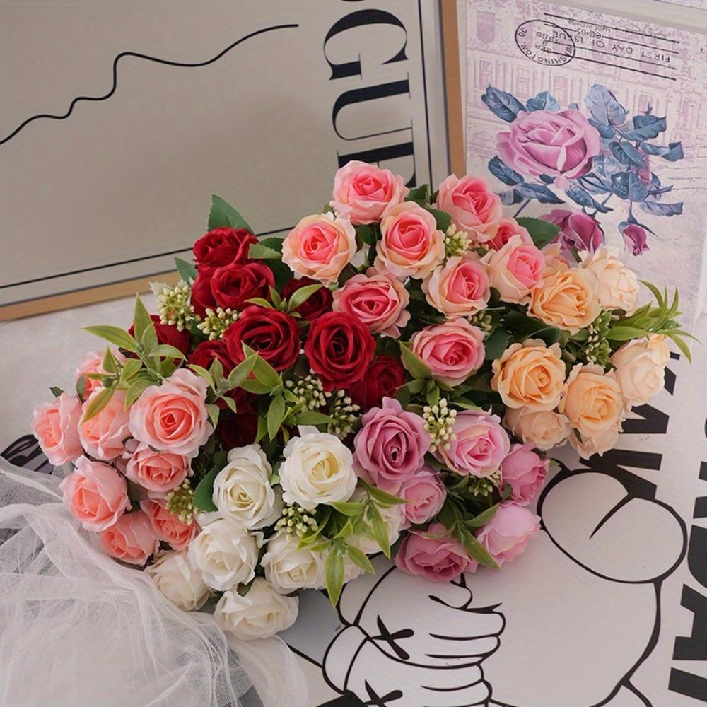 1 БУКЕТ/10 Голов Романтичные Искусственные Розы, Ароматный Букет Наложницы Свадьба DIY Вечеринка Домашнее Украшение