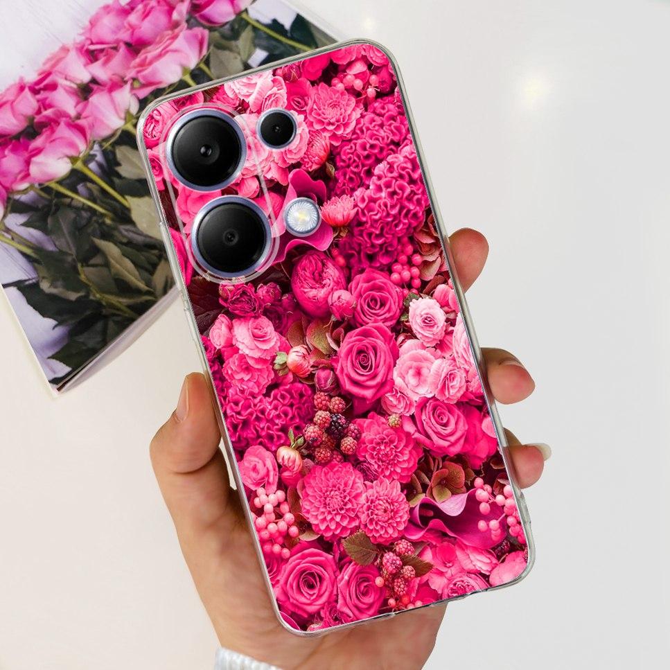 For Xiaomi Redmi Note 13 Pro 4G Case Beautiful butterfly flower TPU Soft Silicone Cover For Xiaomi Poco M6 Pro Bumper Phone Case