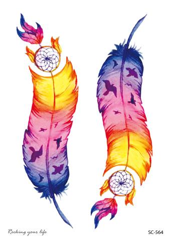 Waterproof Temporary Fashion Flower Feather Tattoo Designs for Women Arm Shoulder Neck Back Temporary Tattoo Skin