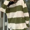 Полосатый свитер, женский осенне-зимний винтажный свободный верх, шикарный свитер с длинными рукавами, небольшой размер, ранняя осень
