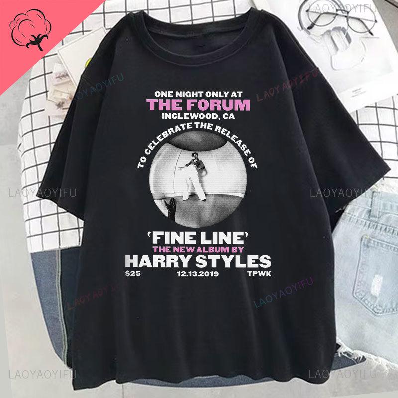 Футболка FINE LINE Album Летняя футболка Harajuku Vintage Unisex Unisex Hip Hop Cotton Shirts Unisex Fashion Streetwear Tops Tee Happy Styles