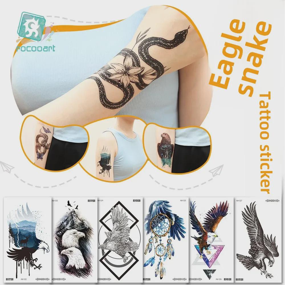 «Модные водонепроницаемые наклейки-татуировки в виде змеи и цветка для мужчин и женщин — крутой, модный дизайн для руки»
