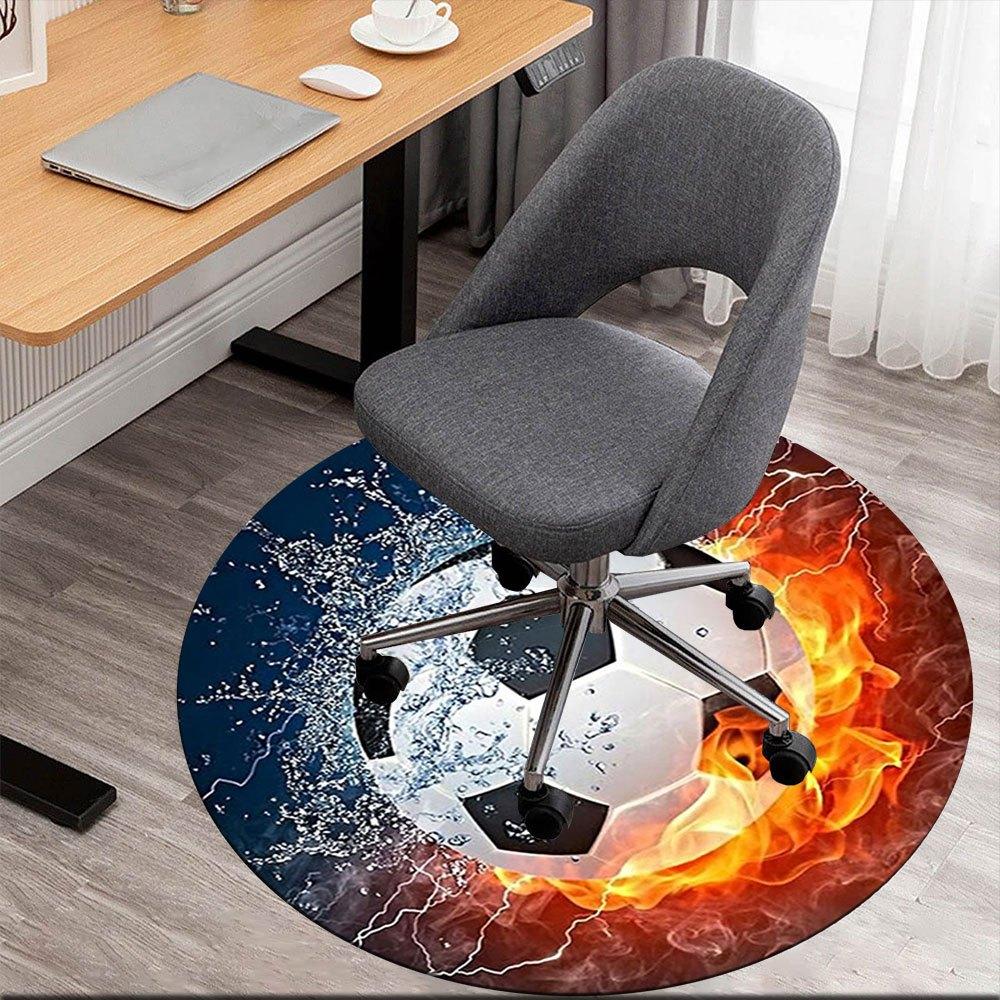 Flame & Water Soccer Ball - Unique Design for Sports EnthusiastsRound Non-Slip chair mat chair carpet for office Rugs for Office Decor Gift For Valent