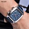 Square Watches Men Fashion Business Wristwatch Man Chronograph Leather Watch for Male Luminous Calendar Hour