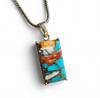 Oyster Copper Turquoise Pendant, 925 Solid Sterling Silver, Rectangle Shape Gemstone Necklace Pendant, Gift for Her