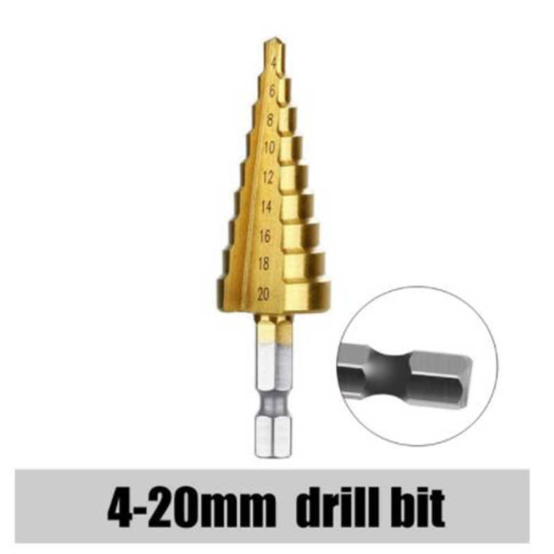 HSS Titanium Coated Step Drill Bit Drilling Power Tools For Metal High Speed Steel Wood Hole Cutter