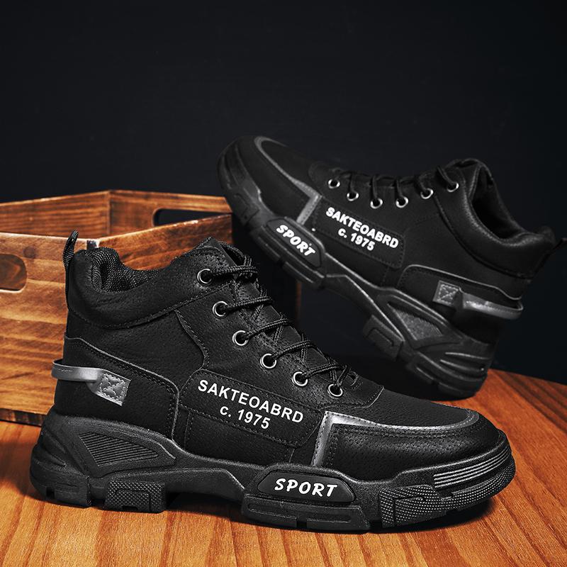 Autumn Winter Men's Boots High Top Leather Shoes Men's Ankle Boots Fashion Comfortable Motorcycle Boots Platform Boots Man