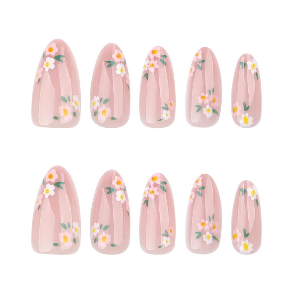 Spring/Summer Almond False Nails: Simple Ins Style Wearable Nail Art Tips