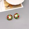 Ретро Красочные Эмалевые Жемчужные Клипсы: Модные серьги из латуни с покрытием из 18-каратного золота