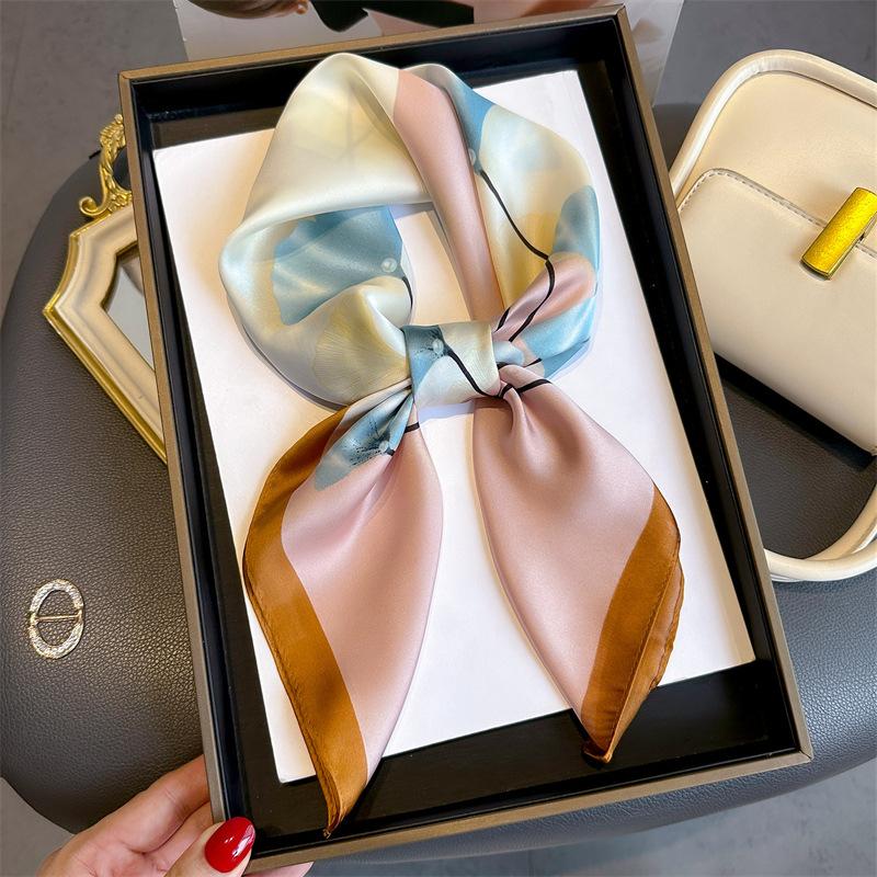 Женский Элегантный Хиджаб 70X70см Квадратный Шелковый Платок Модный Хиджаб Женская Повязка для Волос Лента Шейный Платок Фуляр Повязка на Голову Ободок