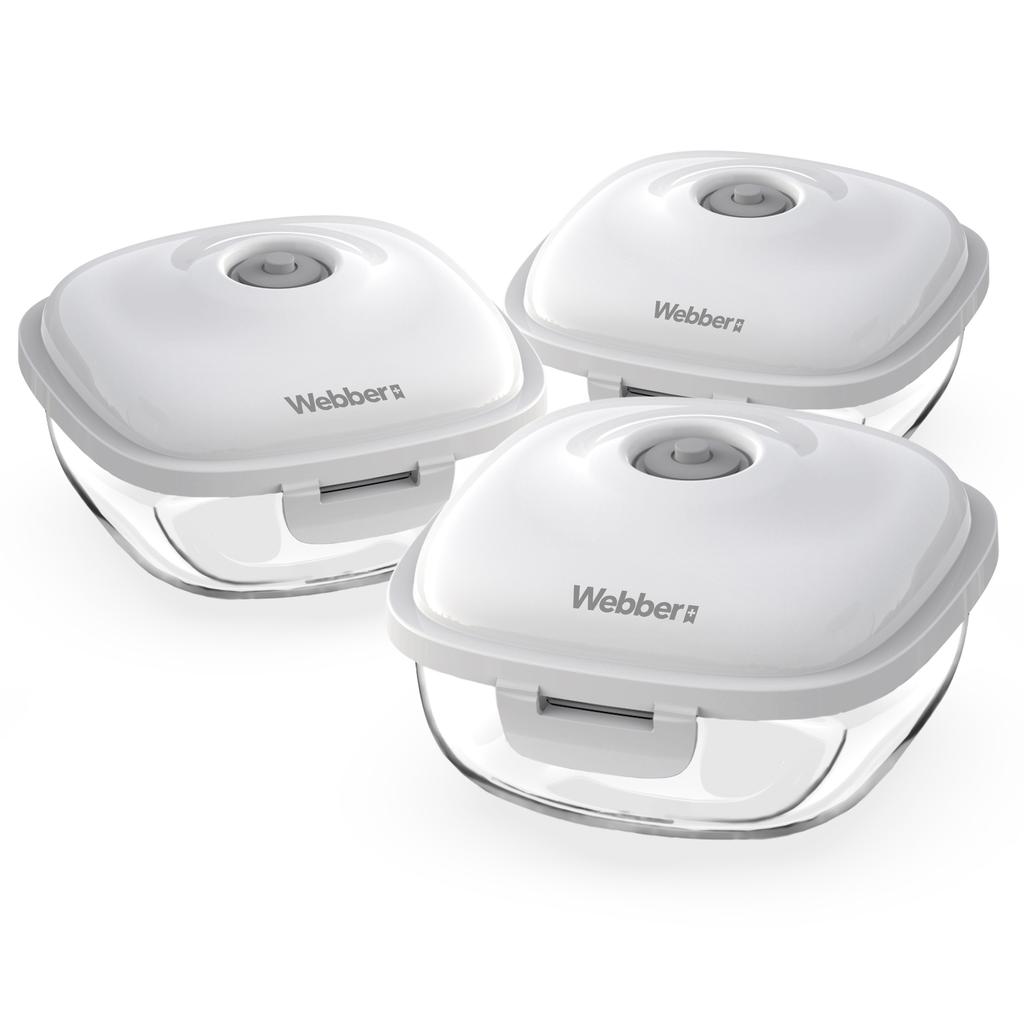 Webber+ Vacuum Containers 3x 0.7L For Food BPA Free For Refrigerator Microwave